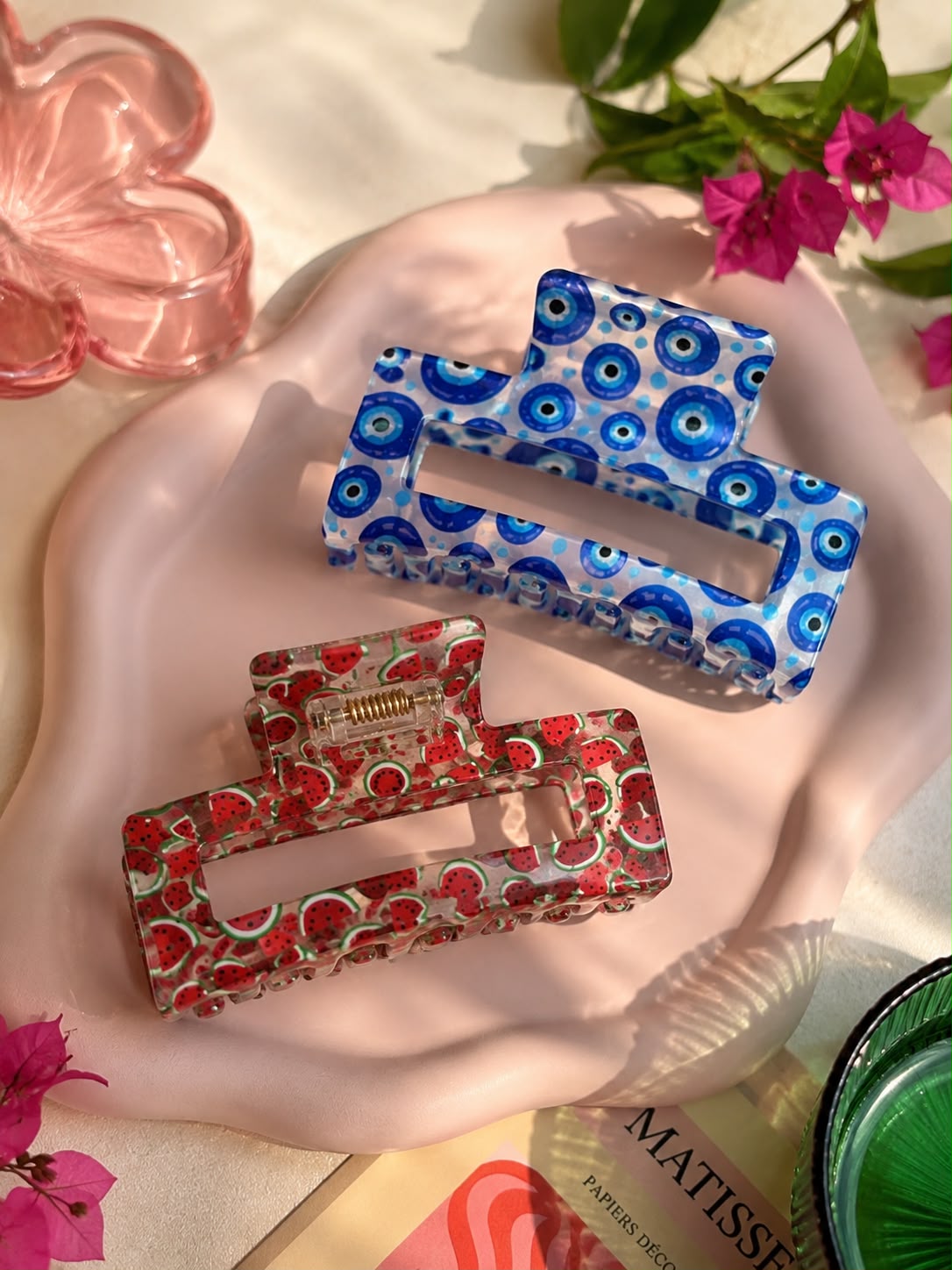 Watermelon / Evil Eye Hair Clips