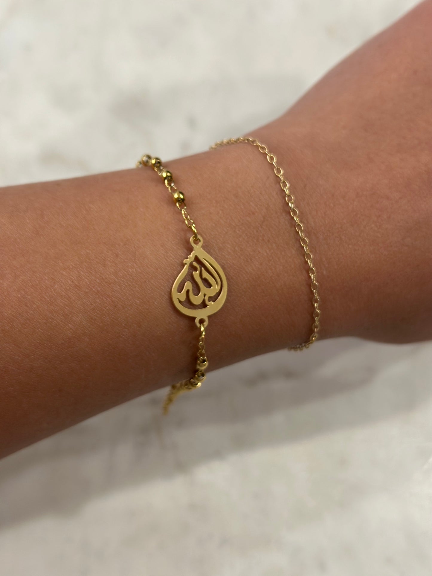 Gold Bracelet - Allah & Mashallah Pendants