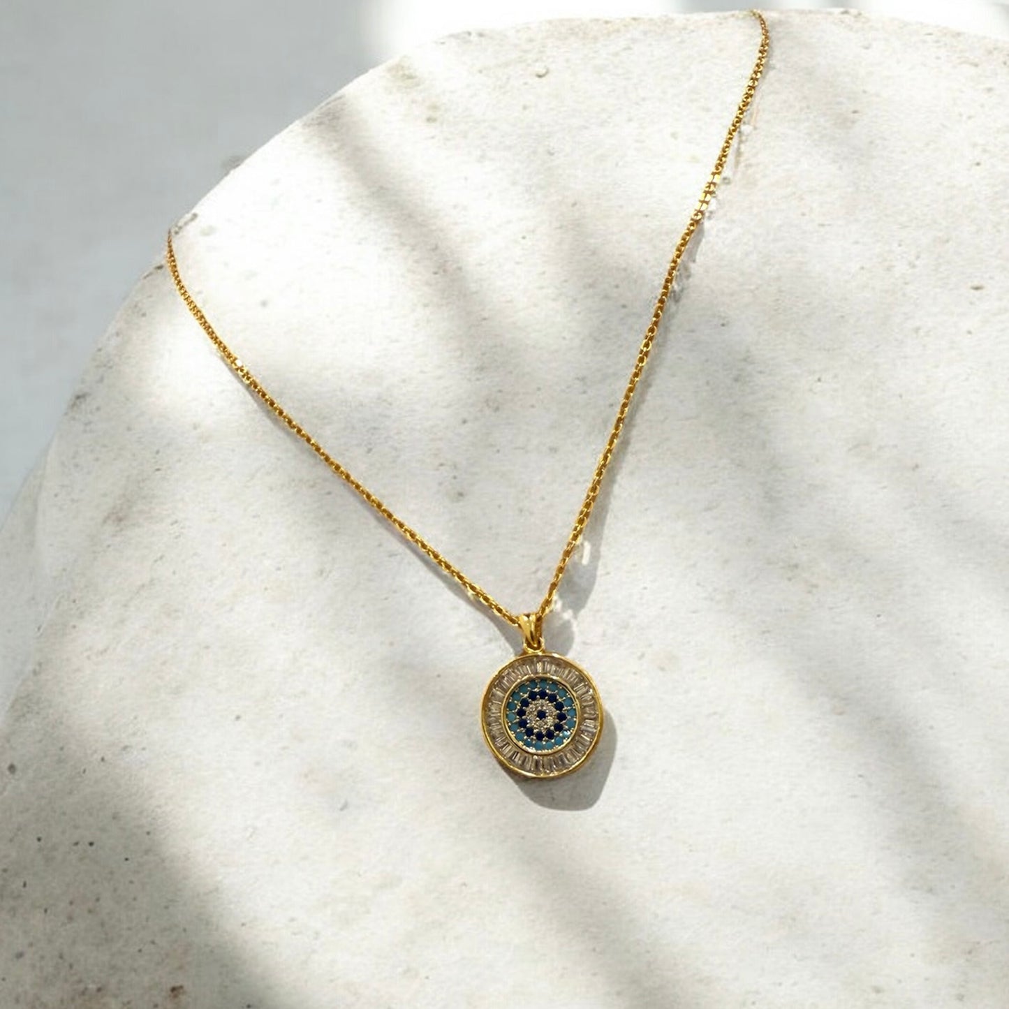 Gold Evil Eye Pendant Necklace