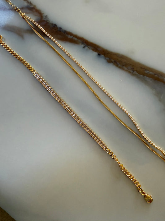 18K Gold Plated Crystal Accent Anklet – 10" Adjustable