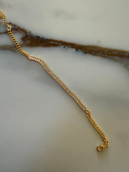 18K Gold Plated Crystal Accent Anklet – 10" Adjustable