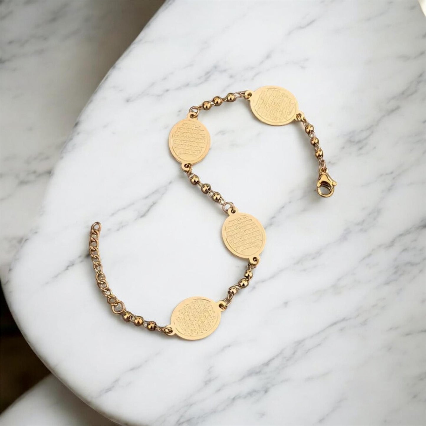 Gold Bracelet - Ayatul Kursi Pendants