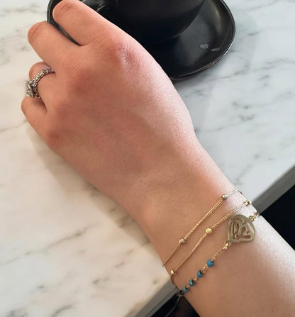 Blue Ayatul Kursi + Allah pendant Gold Bracelet
