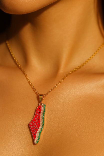 Gold Palestine Watermelon Necklace