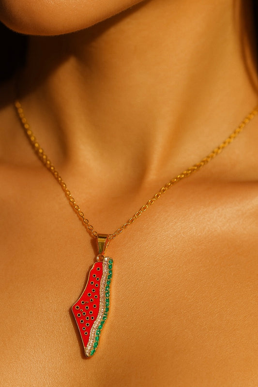 Gold Palestine Watermelon Necklace