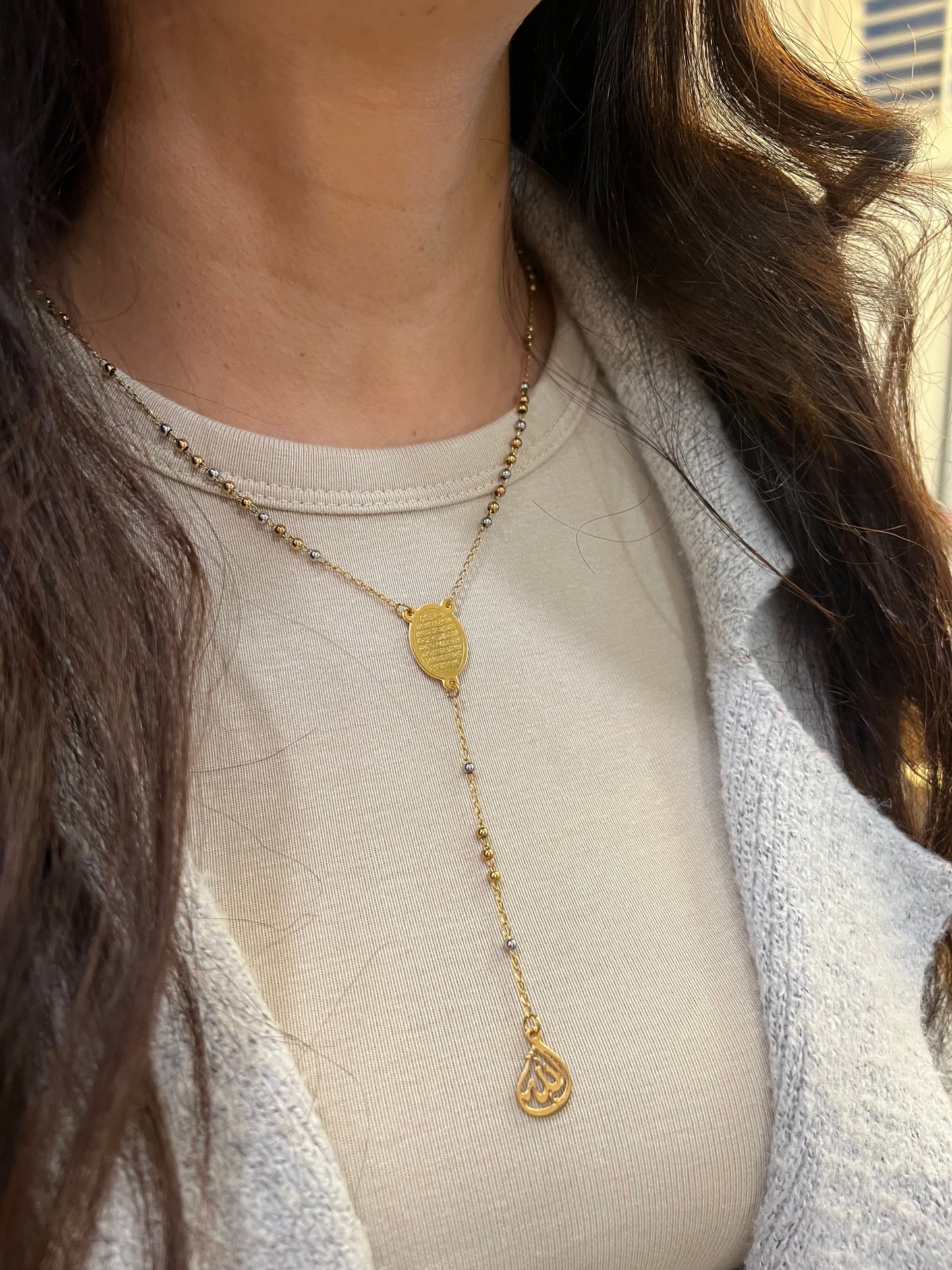 Ayla Gold Ayatul Kursi Necklace with Allah pendant