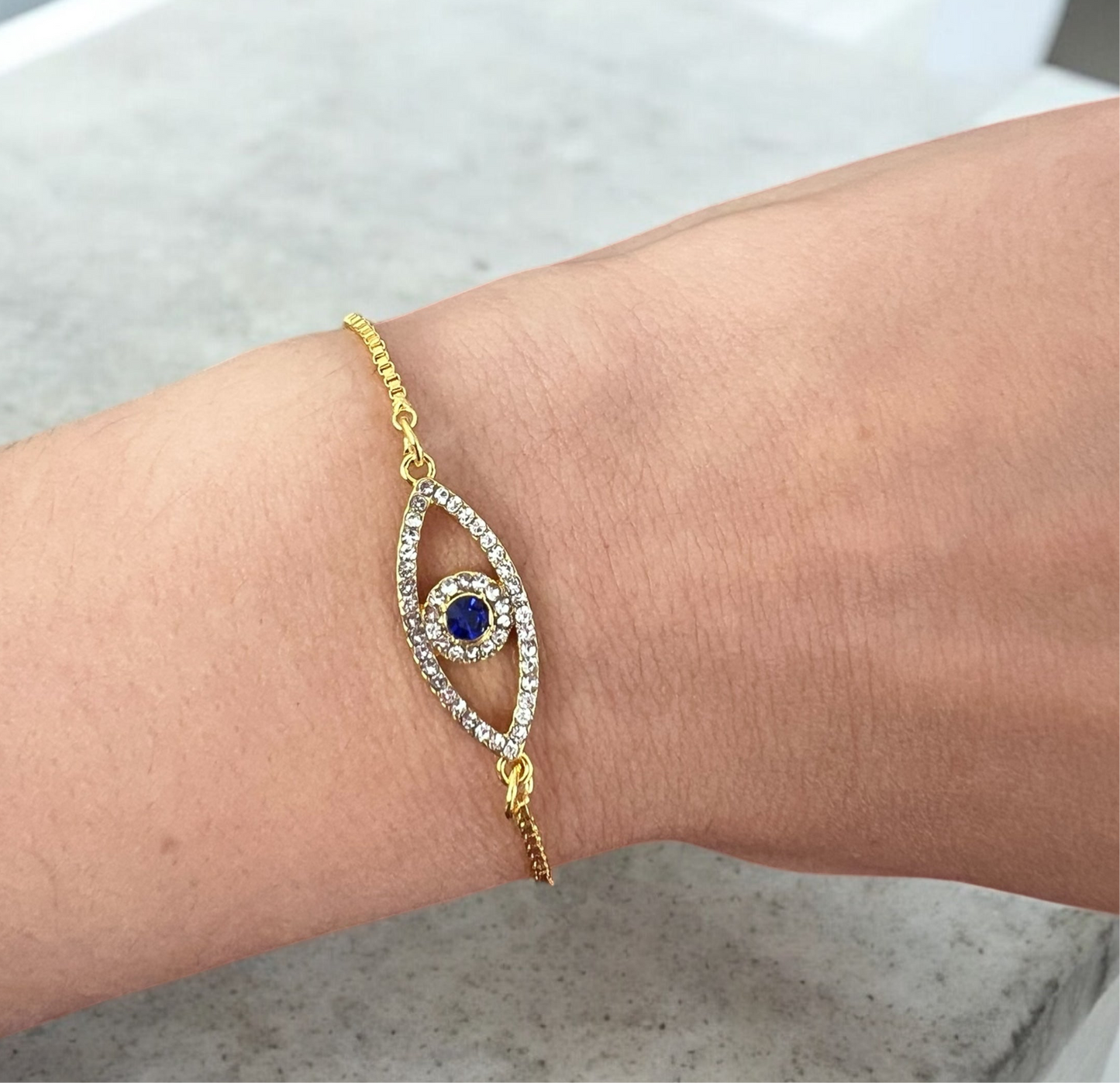 Gold plated evil eye bracelet