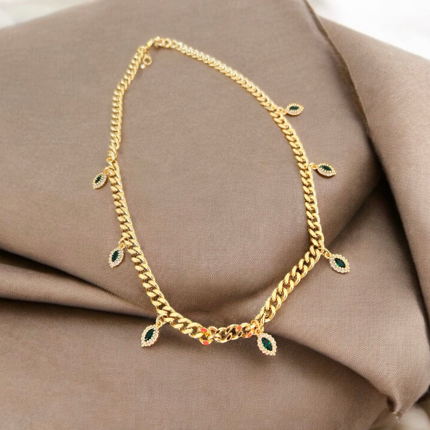 Serene Emerald Gold Plated Necklace