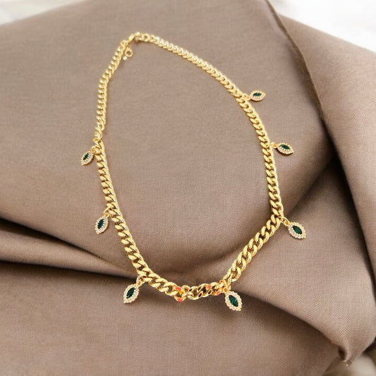 Serene Emerald Gold Plated Necklace