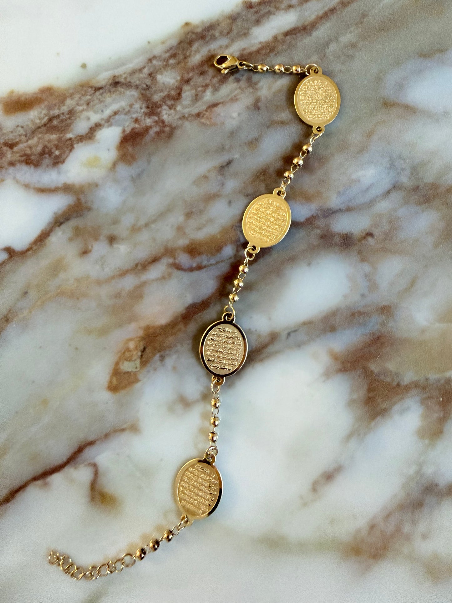 Gold Bracelet - Ayatul Kursi Pendants
