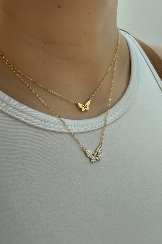 Double Layer Butterfly Necklace