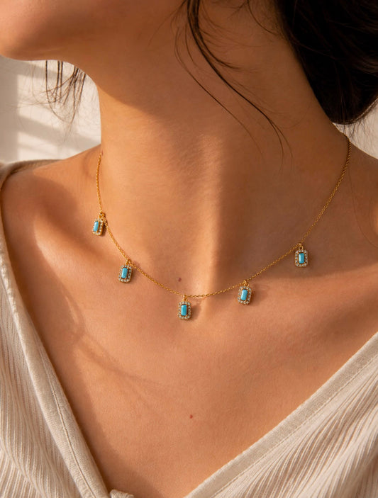 The Fayrouz- Gold Necklace with Turquoise Charms