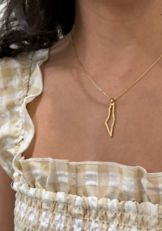 Gold Palestine Outline Necklace