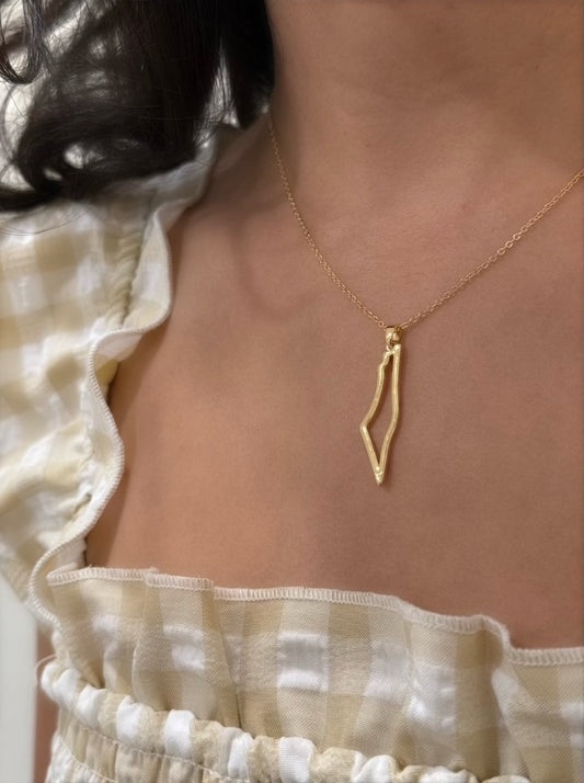 Gold Palestine Outline Necklace