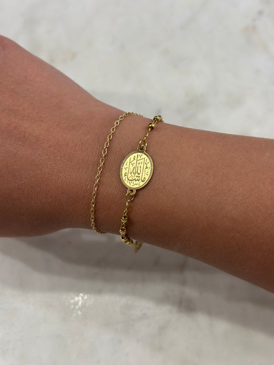 Gold Bracelet - Allah & Mashallah Pendants