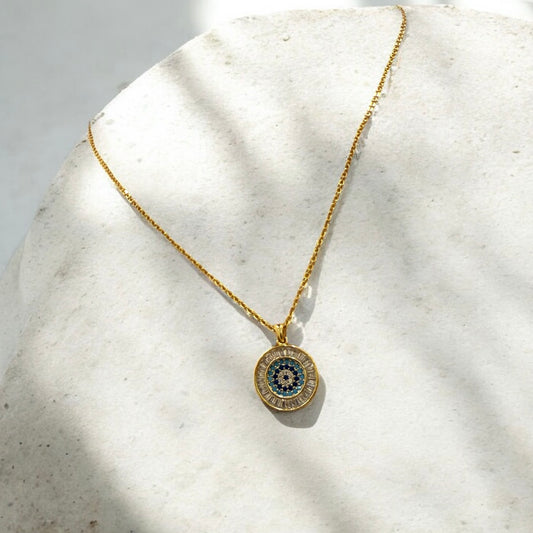 Gold Evil Eye Pendant Necklace